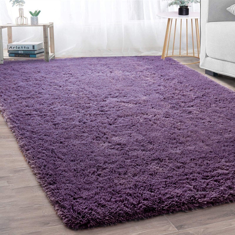 Merelax Soft Modern Indoor Large Shaggy Rug for Bedroom Livingroom Dorm Kids Room Home Decorative NonSlip Plush Fluffy Furry Fur Area Rugs Comfy Nursery Accent Floor Carpet 3 X 5 Feet GreyPurple