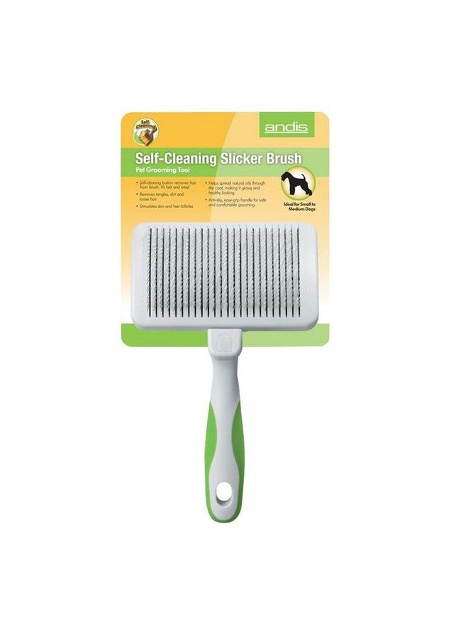 Andis 40160 Self-Cleaning Animal Slicker Brush - Grooming Brush For Pet Deshedding Fur - Reduces Shedding Up To 90%, Removes Tangles, Dirt & Loose Hair - Ideal Gift For Pet Lovers White,Silver - Image 3