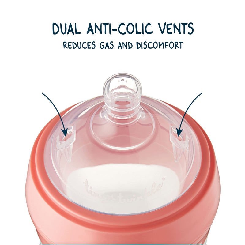 Tiny Twinkle Silicone Baby Bottle with Comfort Grip and Soft Flexible Nipple - Squeezably Soft Baby Bottles for Newborn and Up (Blossom, 6 Ounce) - Image 3