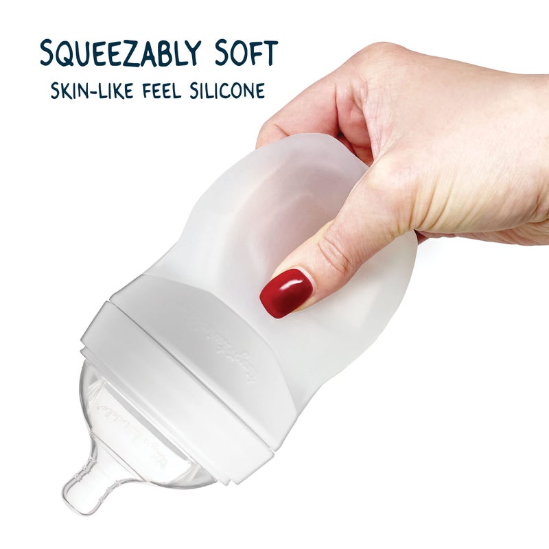 Tiny Twinkle Silicone Baby Bottle with Comfort Grip and Soft Flexible Nipple - Squeezably Soft Baby Bottles for Newborn and Up (Blossom, 6 Ounce) - Image 5