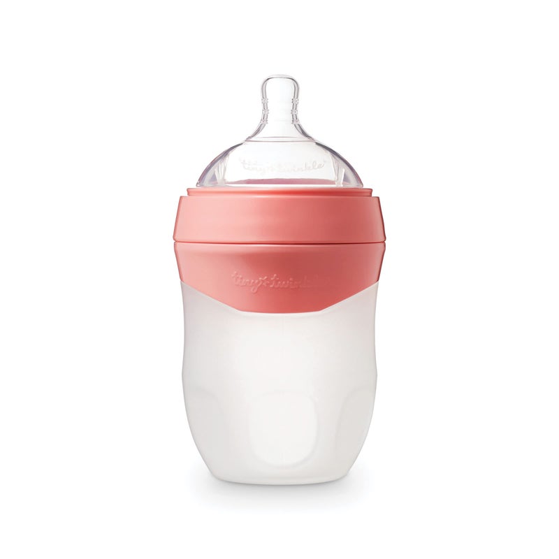 Tiny Twinkle Silicone Baby Bottle with Comfort Grip and Soft Flexible Nipple - Squeezably Soft Baby Bottles for Newborn and Up (Blossom, 6 Ounce) - Image 1