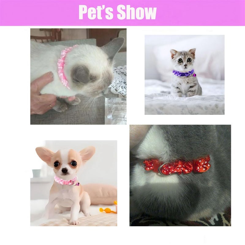WeimoMonkey Pink Collar with Bell for Dog Puppy, Bell Collar for Cats Puppy Collar Girl Lace Adjustable for XXS Xs Small Pet Dogs Animal Litter Tiny Kitten Female, XSmall - Image 3