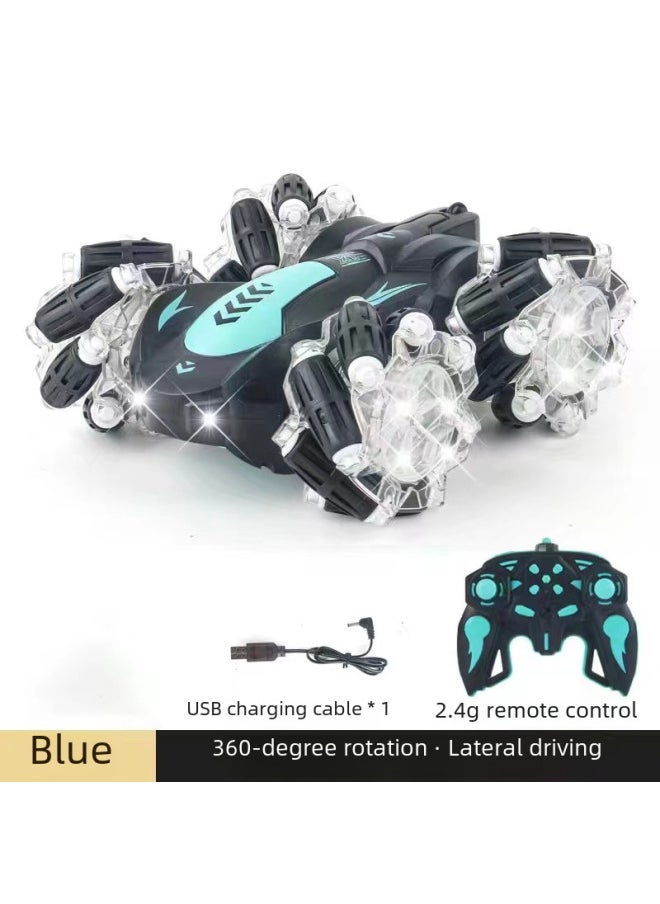 2.4g Remote Control Stunt Car Double-sided Music Light Horizontal Drift High-speed Climbing Car Toy Vehicle-Color:Watch Remote Control 2  - Image 5