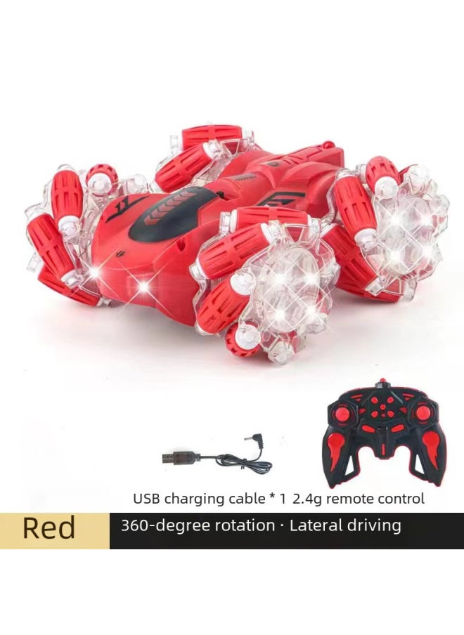 2.4g Remote Control Stunt Car Double-sided Music Light Horizontal Drift High-speed Climbing Car Toy Vehicle-Color:Watch Remote Control 2  - Image 4