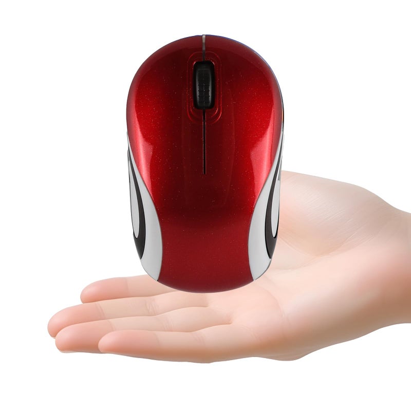 elec Space Usbkingdom Mini Small Wireless Mouse for Travel Optical Portable Mini Cordless Mice with USB Receiver for PC Laptop Computer (Red) - Image 1