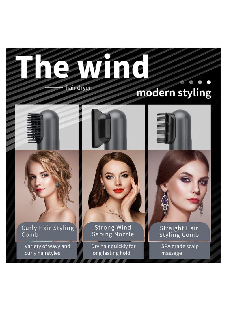 Hair Dryer with Comb Compact Ionic Blowdryer Portable Travel Blow Dryer Thermostatic Quick Dry Hot and Cold Temperature 3 Wind Speed Adjustable (Grey)