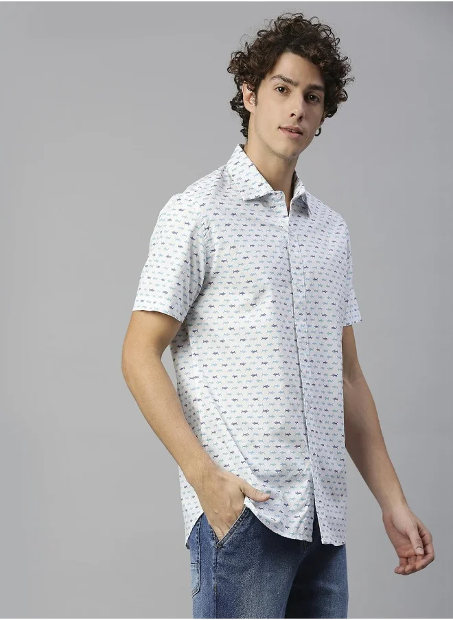 HIGH STAR Men White Regular Fit Casual Shirt