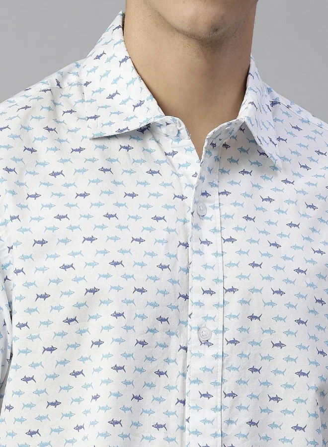 HIGH STAR Men White Regular Fit Casual Shirt