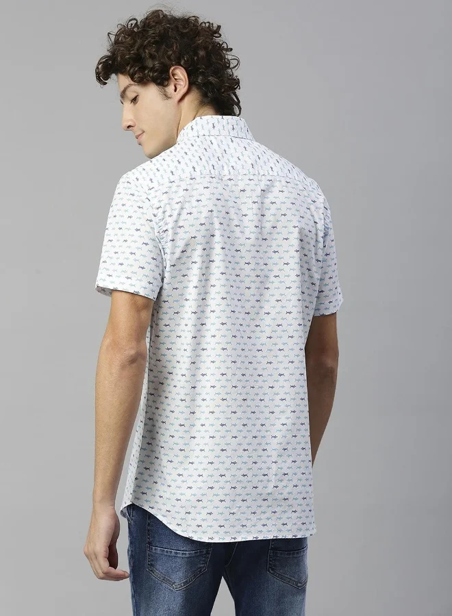 HIGH STAR Men White Regular Fit Casual Shirt