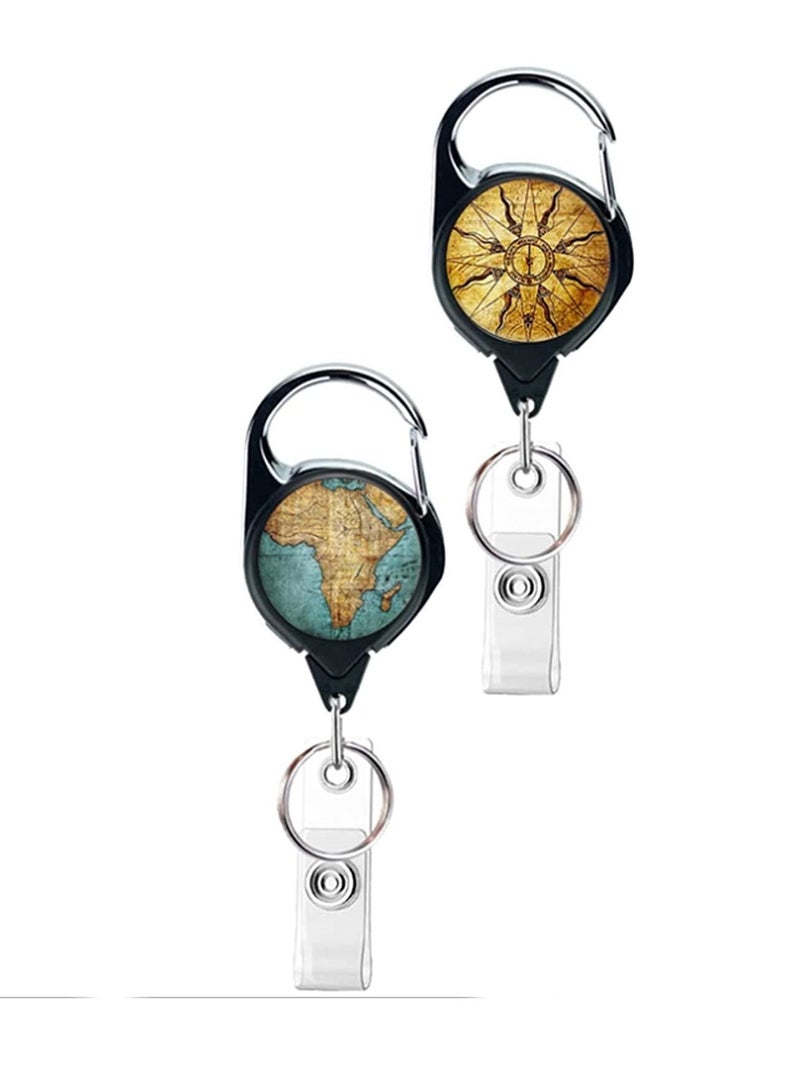 2 Pack Heavy Duty Retractable Badge Holder Reel, Retractable Badge Holder with Clip Key Ring