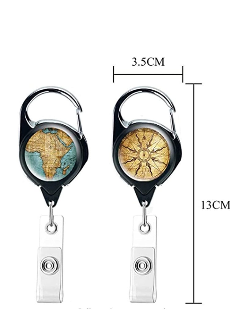 2 Pack Heavy Duty Retractable Badge Holder Reel, Retractable Badge Holder with Clip Key Ring