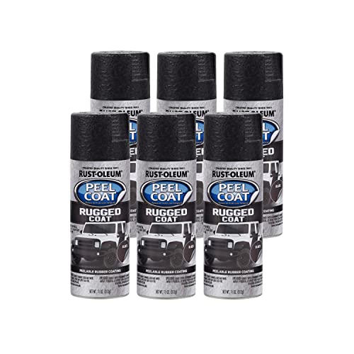 Rust-Oleum 311281-6PK Automotive Peel Rugged Coat Spray, 11 oz, Black, (Pack of 6) - Image 1