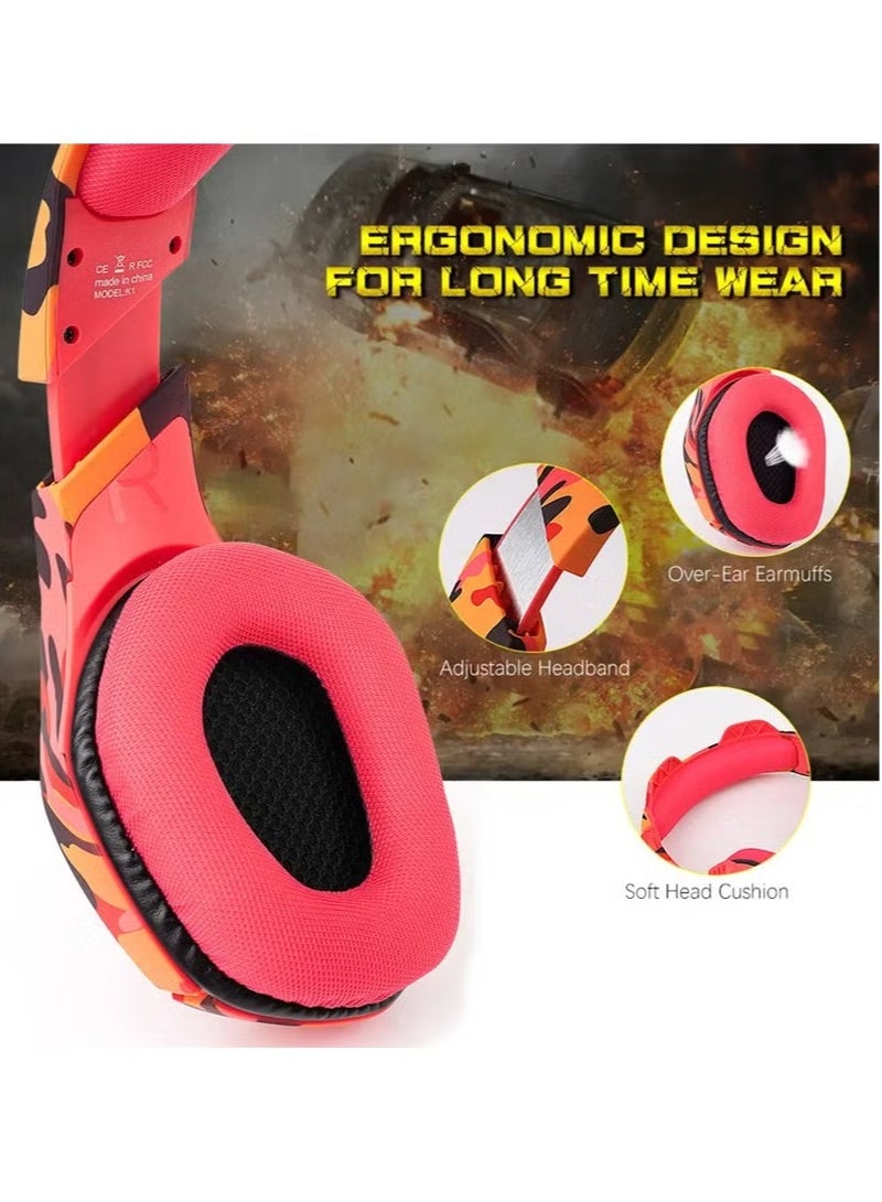 ELTRAZONE Gaming Headphone 3.5mm Stereo USB LED Headphones with Omnidirectional Microphone – Pink – High-Quality Stereo Sound, Noise-Canceling Mic, Comfortable Over-Ear Cushions, RGB Lighting, Ideal for PC, PS4, Xbox, Mobile Gaming  - Image 3