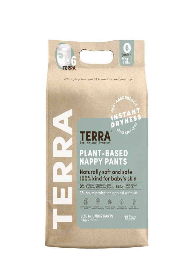 Terra Training Pants Size 6: 85% Plant Based Pull-Up Style Diapers, Ultra-Soft & Chemical-Free for Sensitive Skin, Superior Absorbency, Perfect Overnight Diapers, for Toddlers 35+ Pounds, 12 Count - Image 1