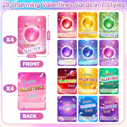 YEGEER 28 Pack Valentines Day Gifts for Kids 28Pcs Valentines Stretchy Ball with 28Pcs Cards Classroom Exchange Prizes Party Favors Kids Valentines Day Cards Ideal Valentine Gifts for Boys Girls - Image 5