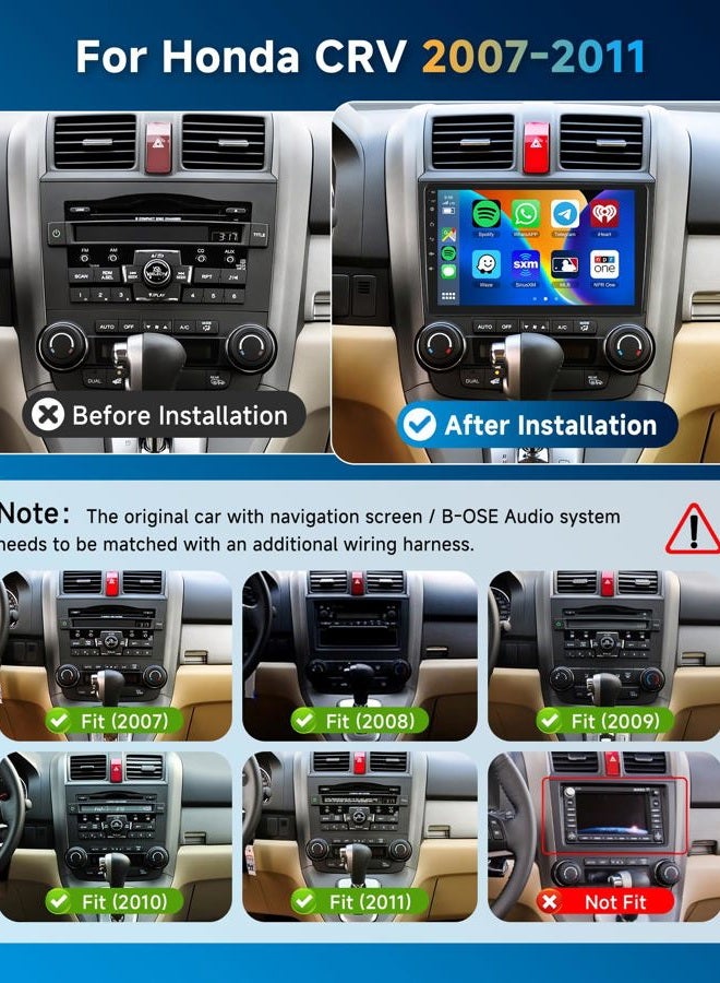 METEESER 2+64G for Honda CRV 2007-2011 Android Car Radio Stereo, Wireless Apple Carplay Android Auto 9” Touch Screen Bluetooth Car Audio Receiver Support GPS WiFi Backup Camera FM/RDS HiFi SWC - Image 2