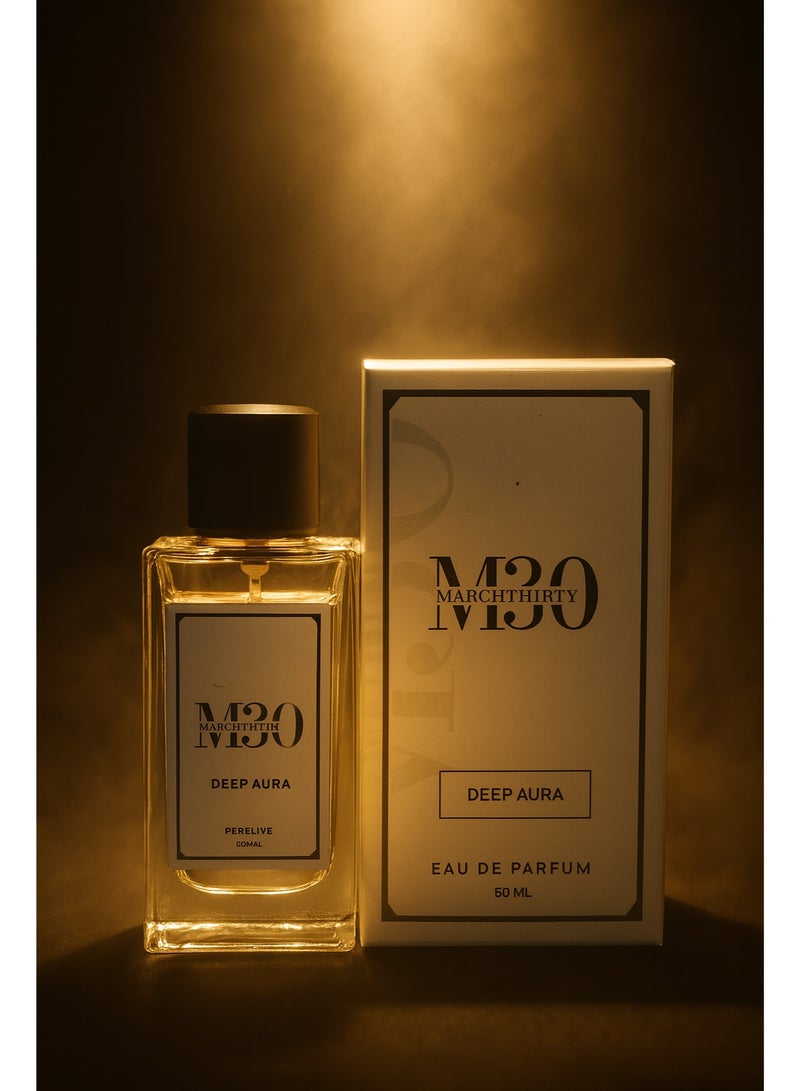 March Thirty Deep Aura Eau de Parfum 50ML – Long-Lasting Woody Citrus Aromatic Perfume for Men - Image 1