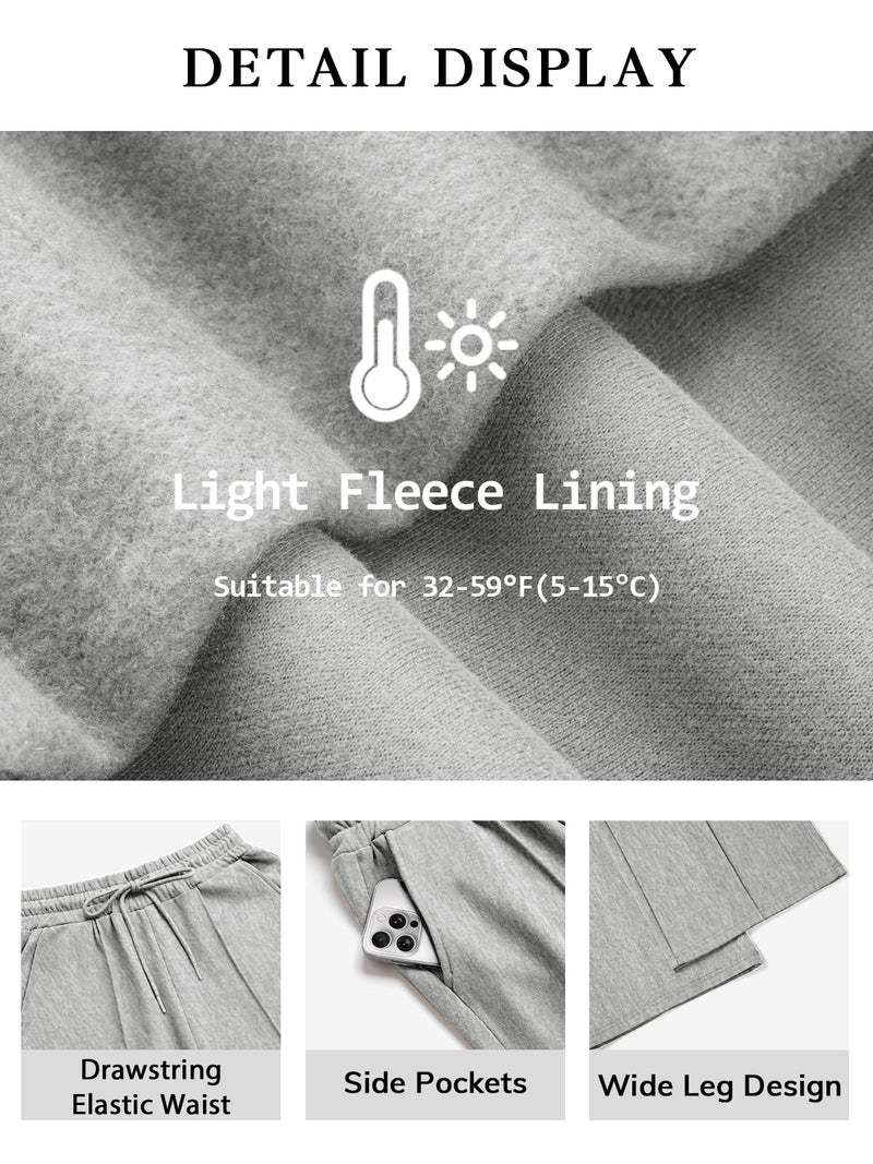MIROMIHO Womens Wide Leg Sweatpants Fleece Lined Baggy Pants Drawstring Athletic Joggers Fashion Winter Outfits Grey - Image 4
