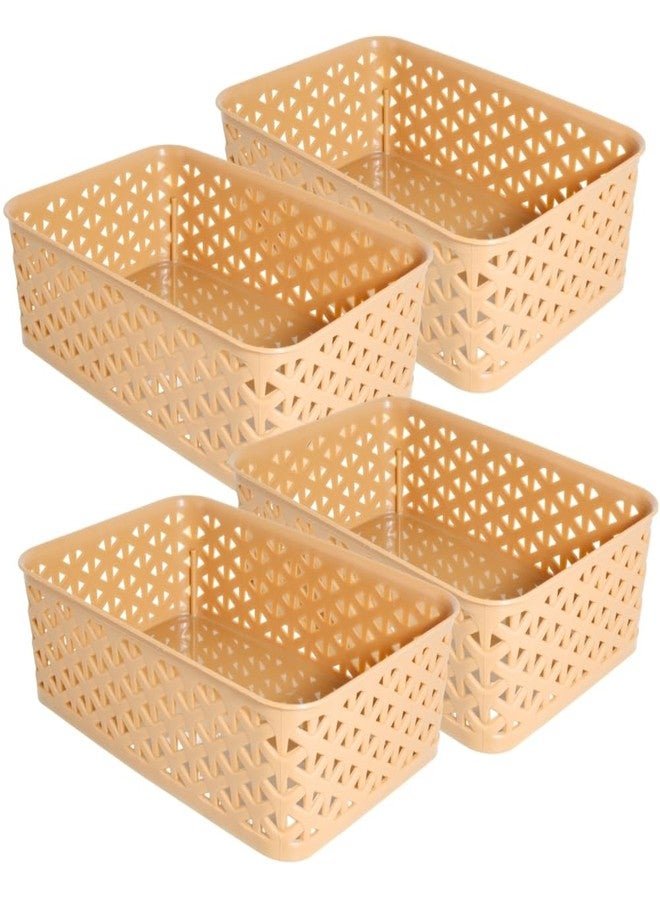 Morvi Ajanta-2 Multi-Purpose Plastic Storage Basket|Stackable Organizer Tokri For Home,Kitchen,Bathroom & Office|Ideal For Toys,Clothes,Cosmetics,Stationery|Set Of 4|Grey - Image 1