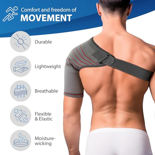 ORTONYX Shoulder Stability Brace Compression Sleeve for Rotator Cuff Support, Injury Prevention, Dislocated AC Joint, Labrum Tear, Frozen Shoulder Pain, Sprain, Soreness, Bursitis/M - Image 4