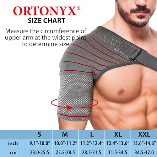 ORTONYX Shoulder Stability Brace Compression Sleeve for Rotator Cuff Support, Injury Prevention, Dislocated AC Joint, Labrum Tear, Frozen Shoulder Pain, Sprain, Soreness, Bursitis/M - Image 2