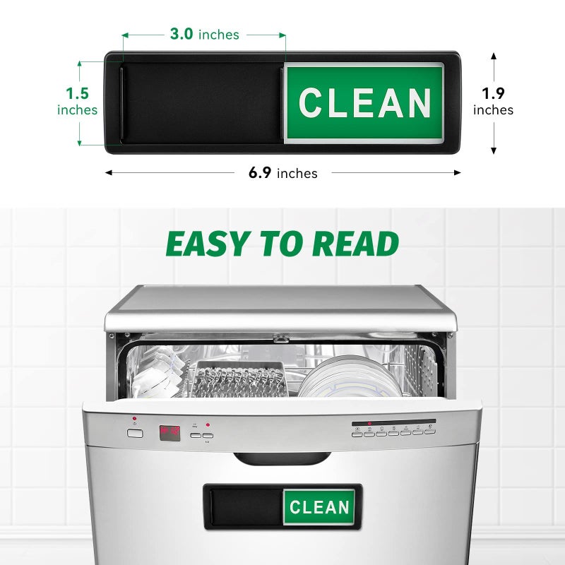 Cimkiz Dishwasher Magnet Clean Dirty Sign Shutter Only Changes When You Push It Non-Scratching Strong Magnet Or 3M Adhesive Options Indicator Tells Whether Dishes Are Clean Or Dirty (Black) - Image 2