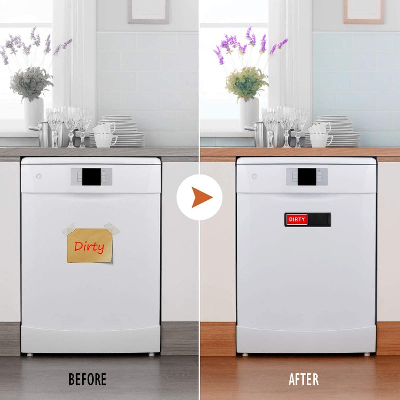 Cimkiz Dishwasher Magnet Clean Dirty Sign Shutter Only Changes When You Push It Non-Scratching Strong Magnet Or 3M Adhesive Options Indicator Tells Whether Dishes Are Clean Or Dirty (Black) - Image 4