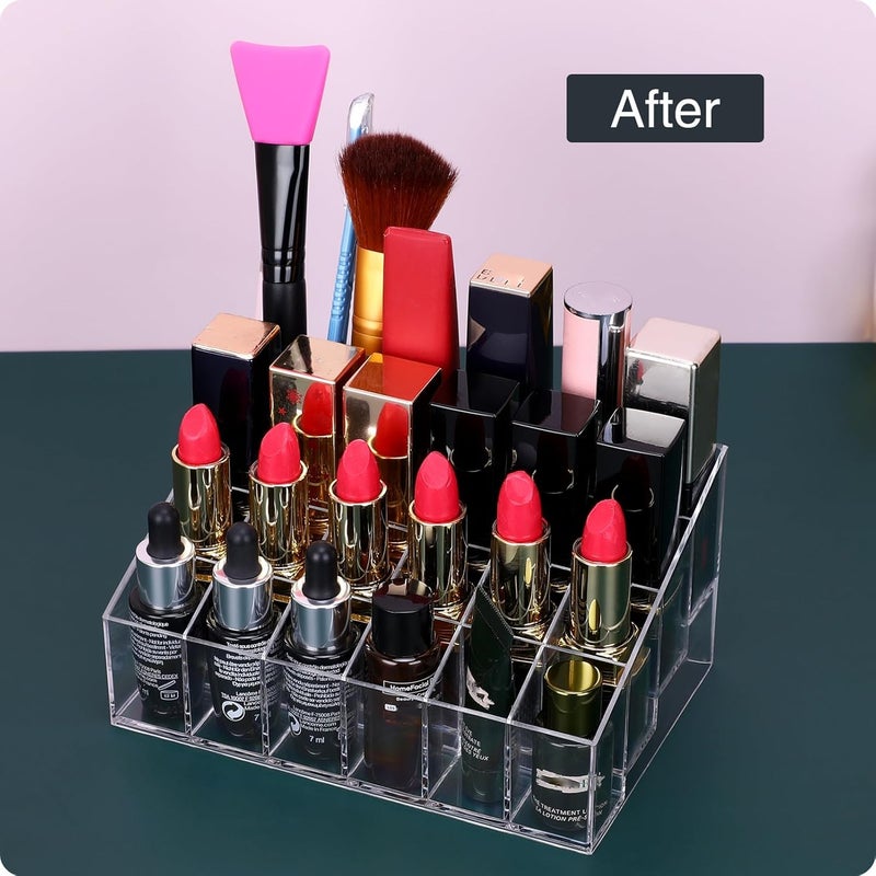 LUCCI LUCCI Lipstick OrganizerSmall Clear Plastic Compact Lip Gloss Chapstick Perfume Sample Mascara Holder with 24 Slots  - Image 4
