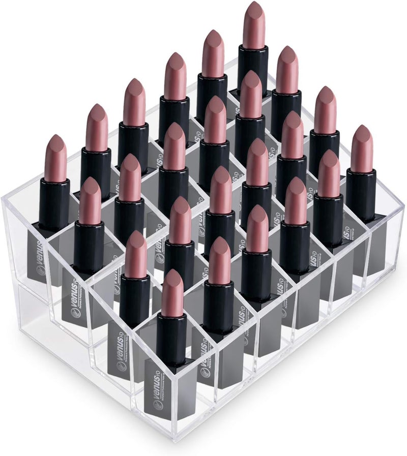 LUCCI LUCCI Lipstick OrganizerSmall Clear Plastic Compact Lip Gloss Chapstick Perfume Sample Mascara Holder with 24 Slots  - Image 1