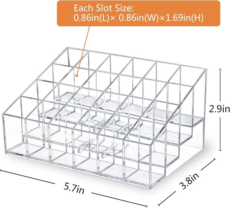 LUCCI LUCCI Lipstick OrganizerSmall Clear Plastic Compact Lip Gloss Chapstick Perfume Sample Mascara Holder with 24 Slots  - Image 2