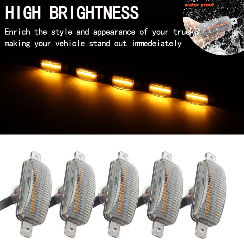 YUNHECAM أضواء LED لشبكة المقدمة لسيارة تويوتا تندرا 2008-2022 شاحنات SUV عالمية مع تريم شبكة على طراز رابتور مصابيح DRL برتقالية لدودج رام/فورد F150/جيب غلادييتور/GMC سييرا/شيفروليه سيلفرادو/ (5 قطع) - Image 2