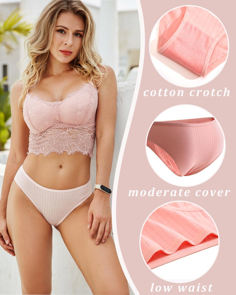 FINETOO Cotton Underwear for Women Sexy Low Rise Ribbed Hipster Breathable Soft Womens Bikini Girls Panties Cheeky S-3XL (XL) - Image 5