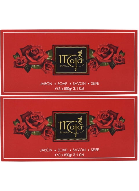 Maja Soap Sets Rectangle (3 x 3.1 Oz. Each) 18.6 Oz Total-2-PACKS(Sets) of 3 Soaps- - Jabon Perfumado
