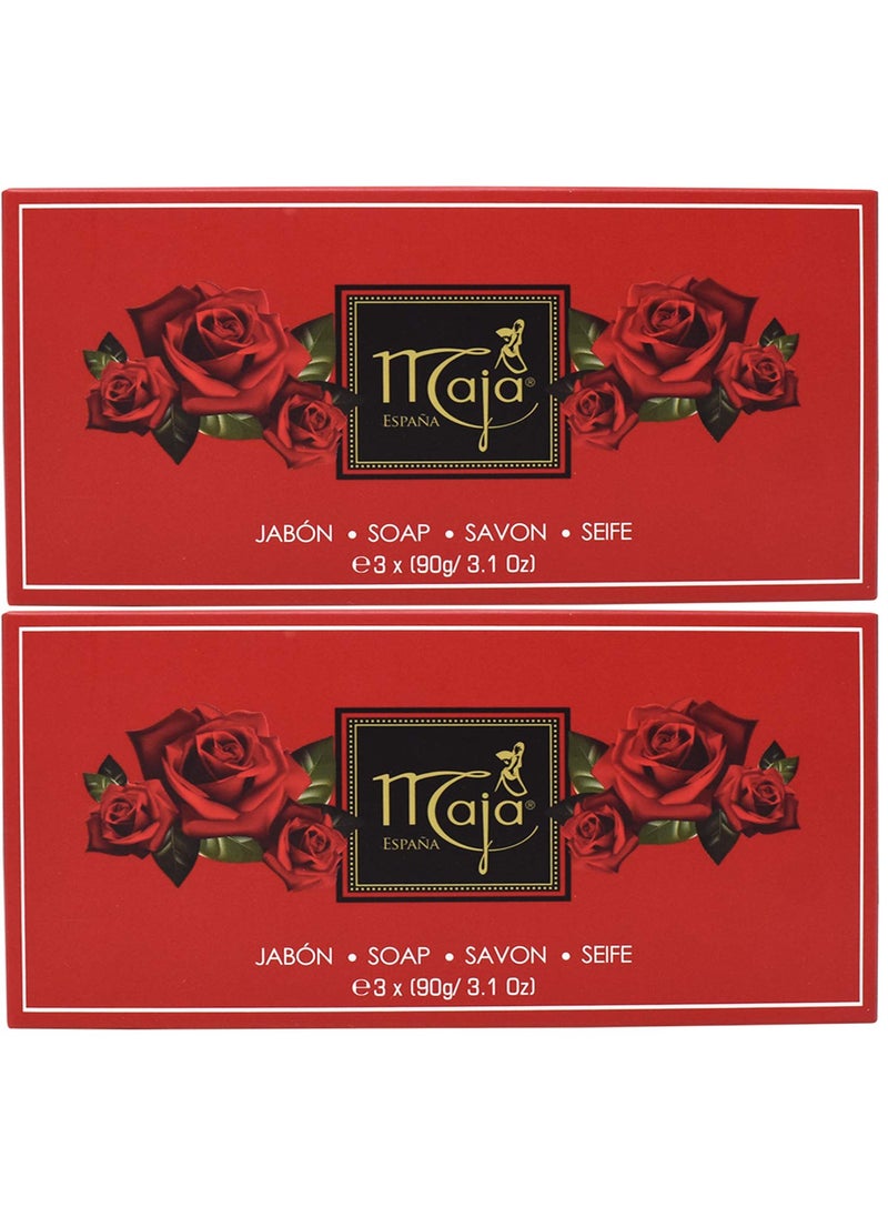 Maja Soap Sets Rectangle (3 x 3.1 Oz. Each) 18.6 Oz Total-2-PACKS(Sets) of 3 Soaps- - Jabon Perfumado
