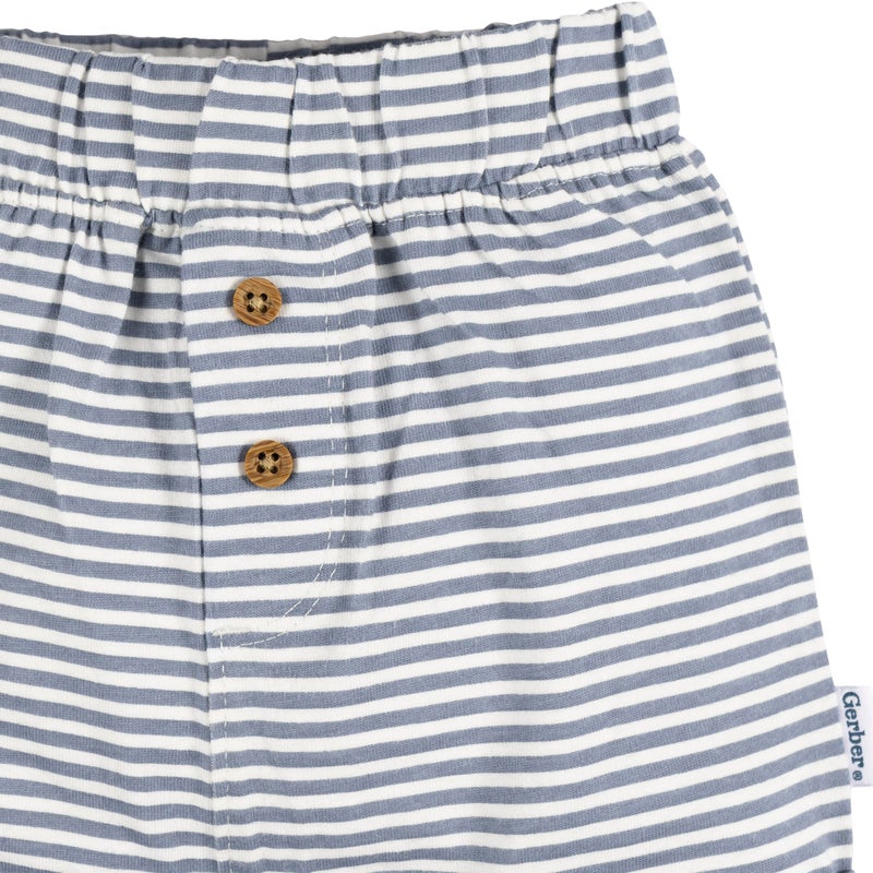 Gerber Baby Unisex 3-Pack Pull-On Knit Short, Navy/Oatmeal/Stripe, 24 Months - Image 5
