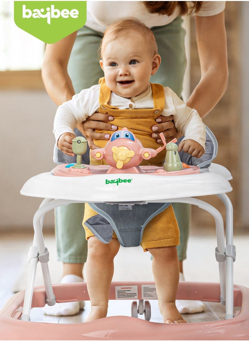 BAYBEE Hopper Baby Walker for Kids, Foldable Kids Walker with 3 Position Adjustable Height & Musical Toy Bar Activity Walker for Toddlers Walker for Baby Boy Girl 6 to 18 Months Pink  - Image 2