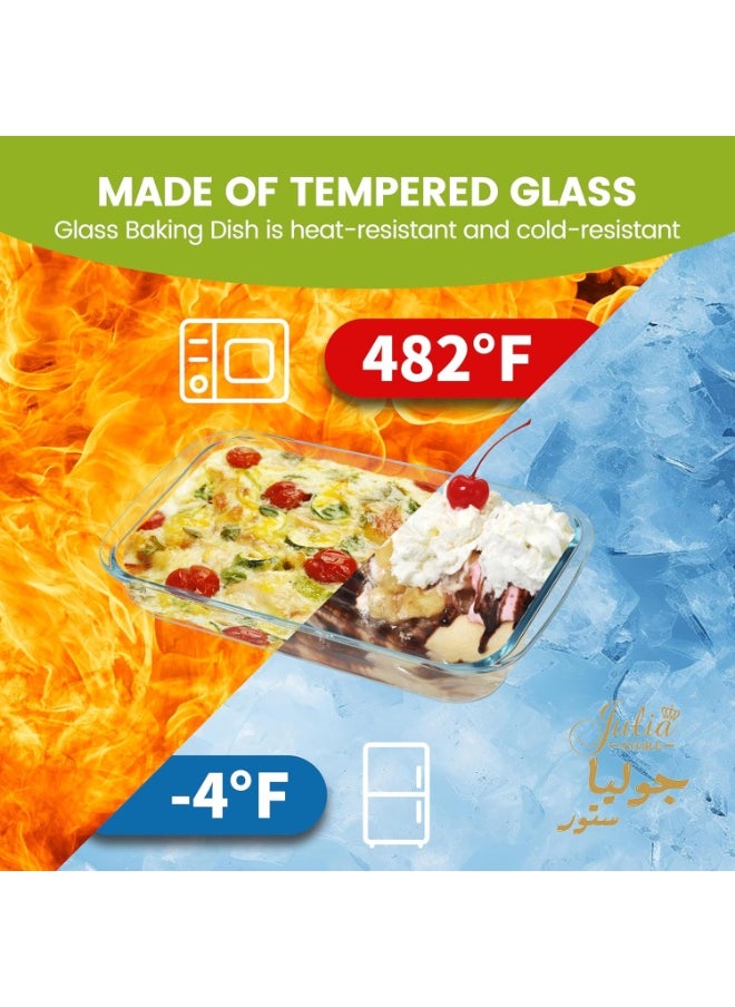 Julia Store Glass Baking Dish Set Of 3 for Oven, Glass Pan for Cooking Rectangular Bakeware Glass Casserole Dish  - Image 2