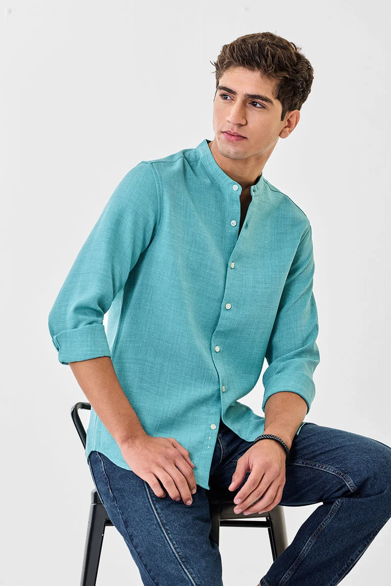 SNITCH Linen Look Mandarin Shirt