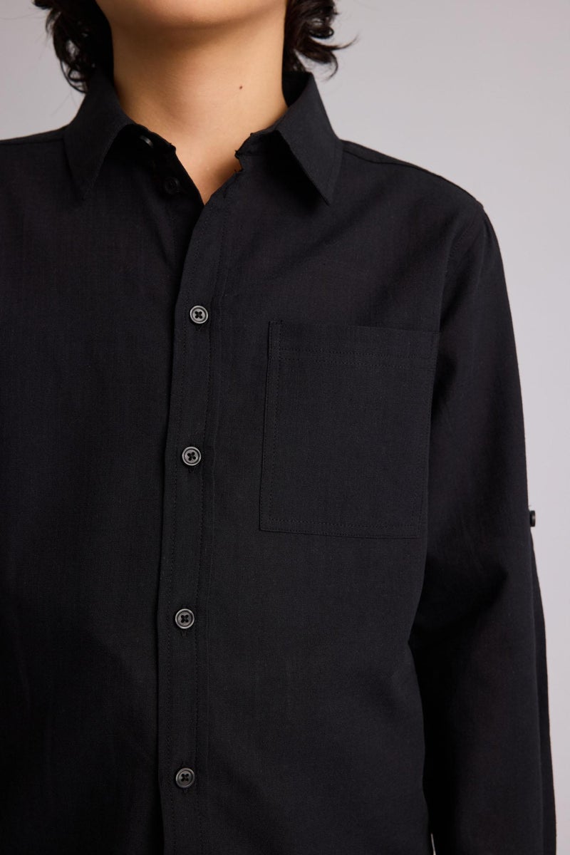 DeFacto Black Boy Boy Regular Fit Long Sleeve Linen Look Shirt Casual - Image 4