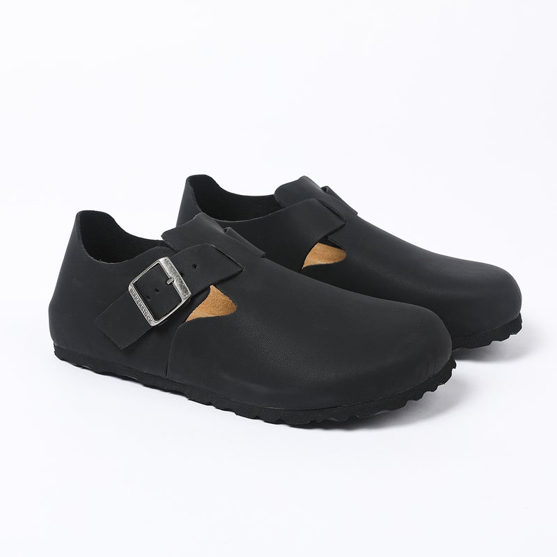 Spring/Autumn Birkenstock Style Leather Slip-Ons for Men and Women - Thick Sole, All-Over Covering  Design