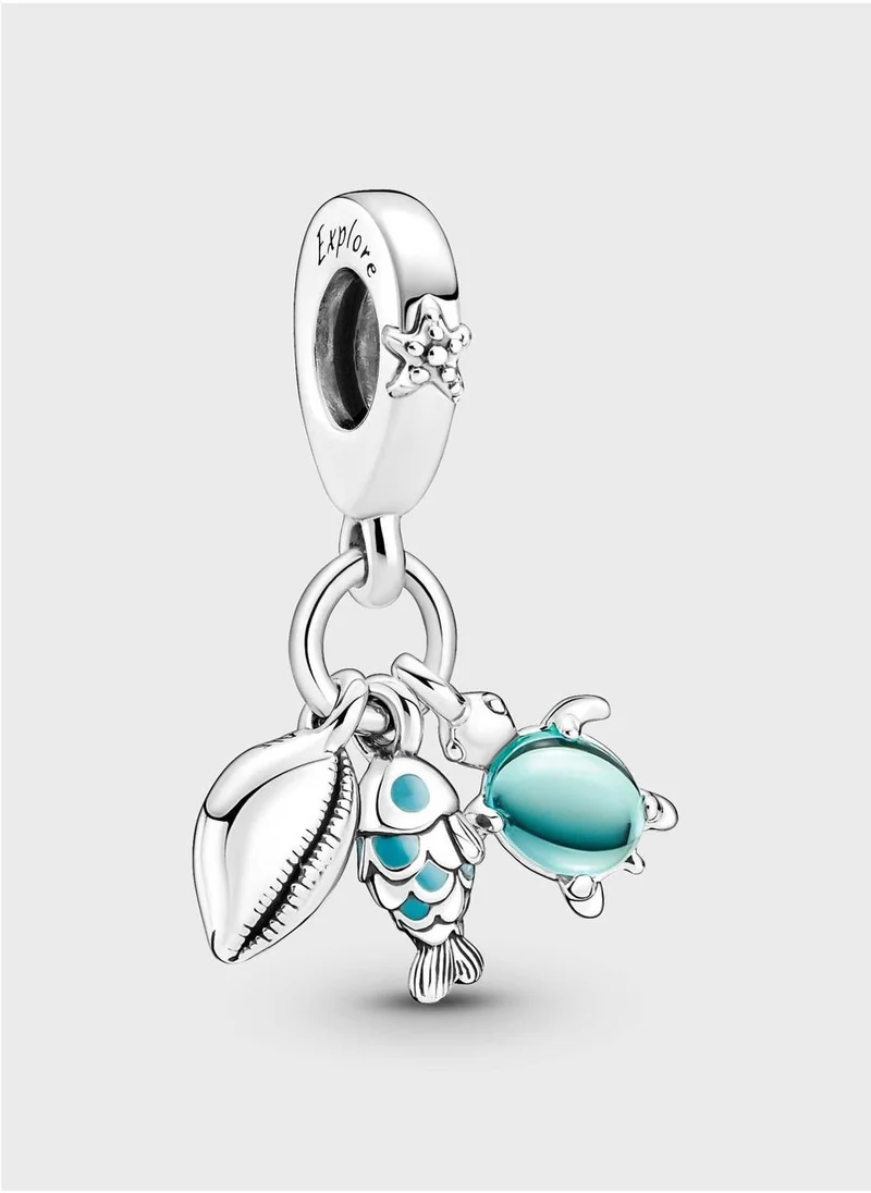 PANDORA Fish, Sea Turtle & Conch Triple Dangle Charm