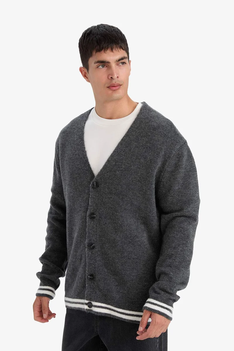 Defacto  Relax Fit V-Neck Knitwear Cardigan for Men | Best Price UAE
