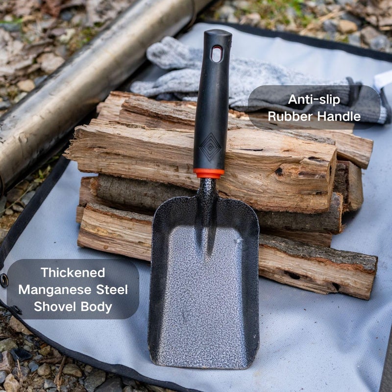 SoloWilder 12.6" Ash Shovel for Fire Pit & Fireplace - Manganese Steel Gardening Tool - Black - Image 4
