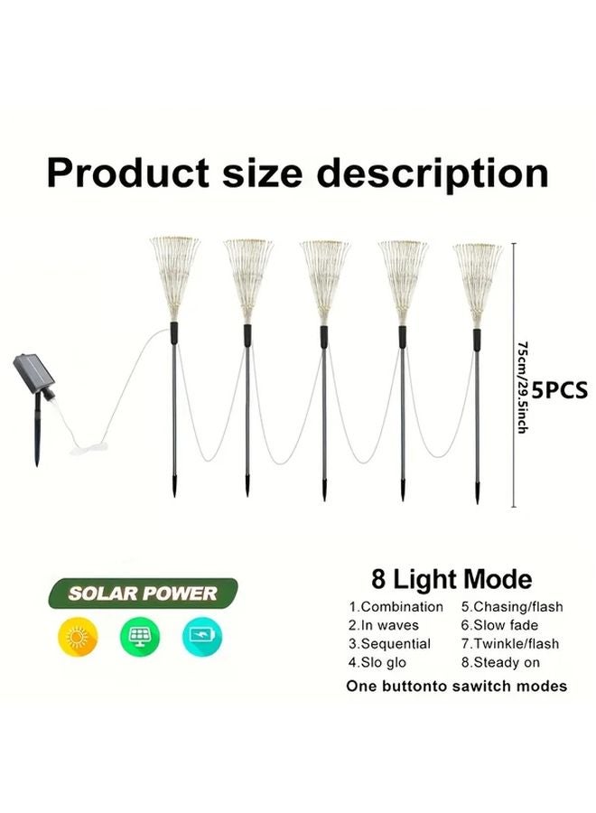5Pcs Solar LED Starburst Lights 400 LEDs 8 Modes IP44 Multi Color Outdoor Garden - Image 3