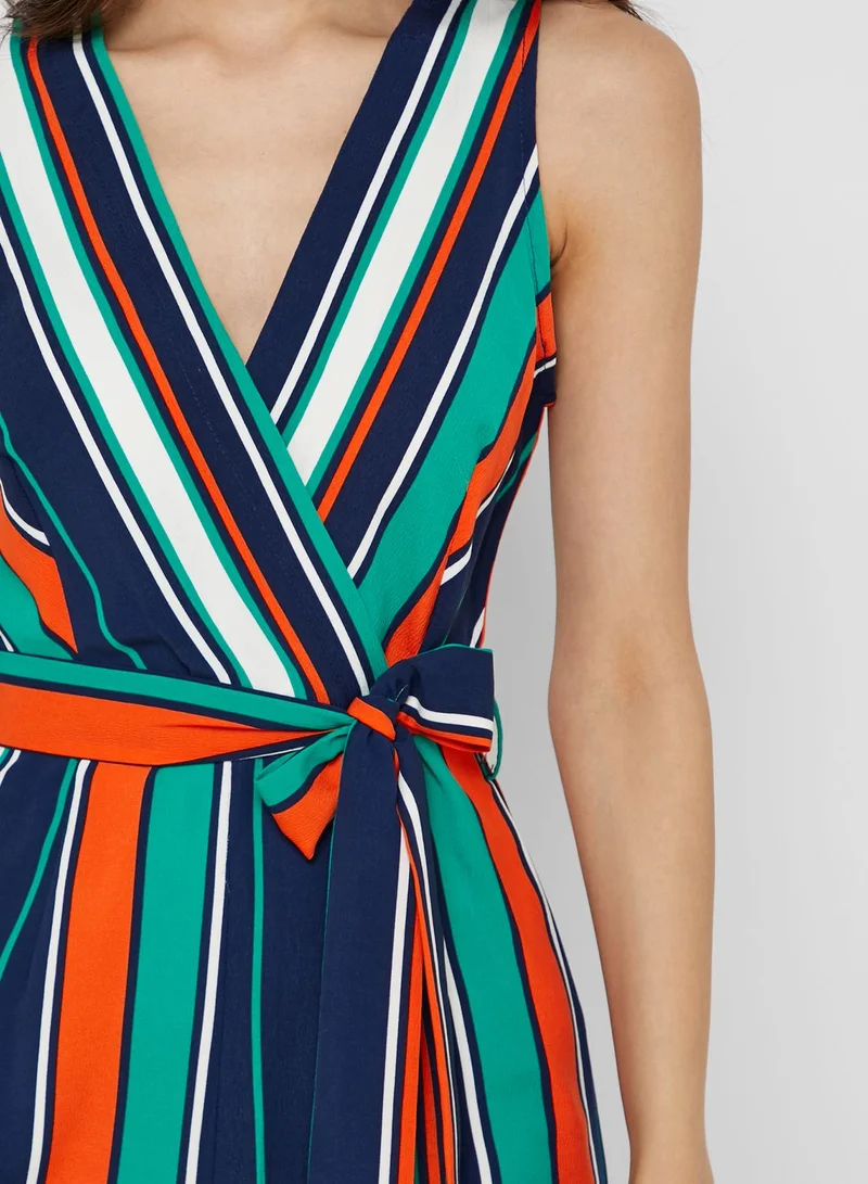 ELLA Striped Wrap Front Jumpsuit