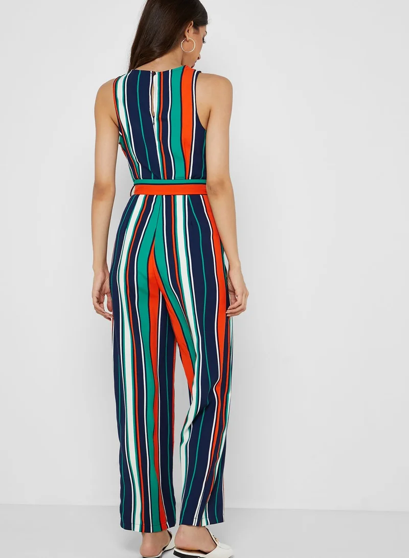 ELLA Striped Wrap Front Jumpsuit