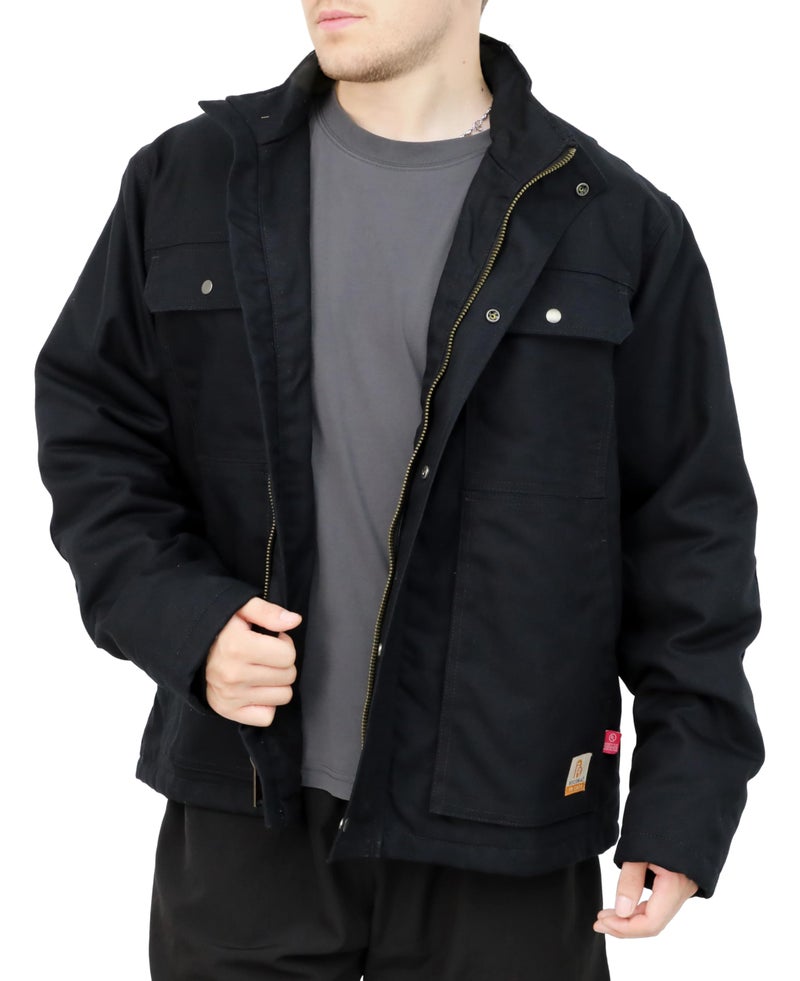 BOCOMAL FR Jackets Insulated Coat CAT4 Fire Resistant Black Canvas Winter Outwear Light Water Repellent and Oil Resistant - Image 2
