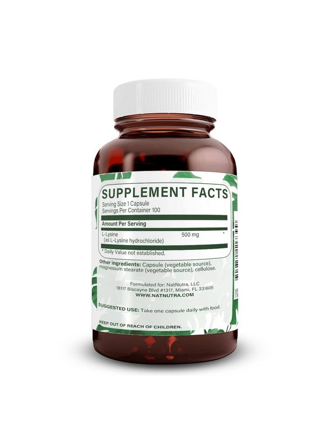 Natural Nutra L Lysine Hcl Promotes Bone Health And Growth Helps Built Collagen Improve Calcium Absorption Alpha Amino Acid Supplement Nongmo Vegan 500 Mg 100 Capsules. - Image 3