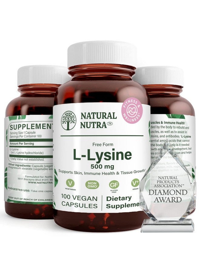 Natural Nutra L Lysine Hcl Promotes Bone Health And Growth Helps Built Collagen Improve Calcium Absorption Alpha Amino Acid Supplement Nongmo Vegan 500 Mg 100 Capsules. - Image 2