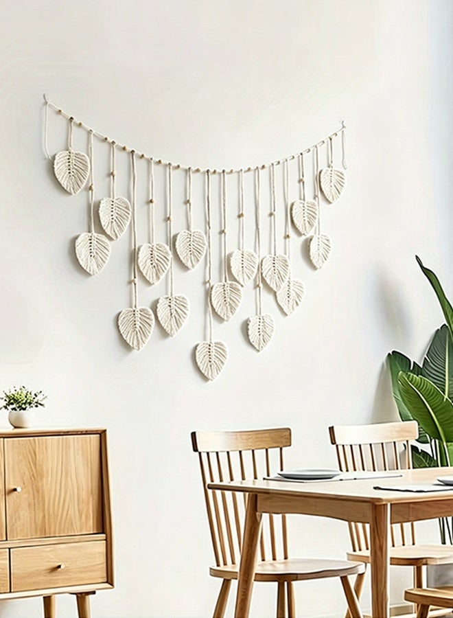 GIFT Beautiful Room Decoration, Leaf Hanging On The Wall, Modern Macrame Wall Art Tapestry, Home Decoration, Macrame Feather Wall Hanging On The Wall, Gift For Mom - Image 3